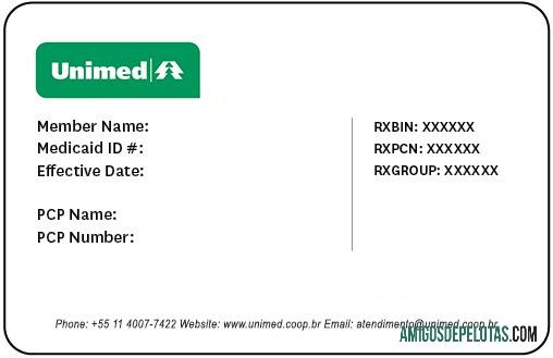 Cartão de Seguro Saúde Brasil exemplo